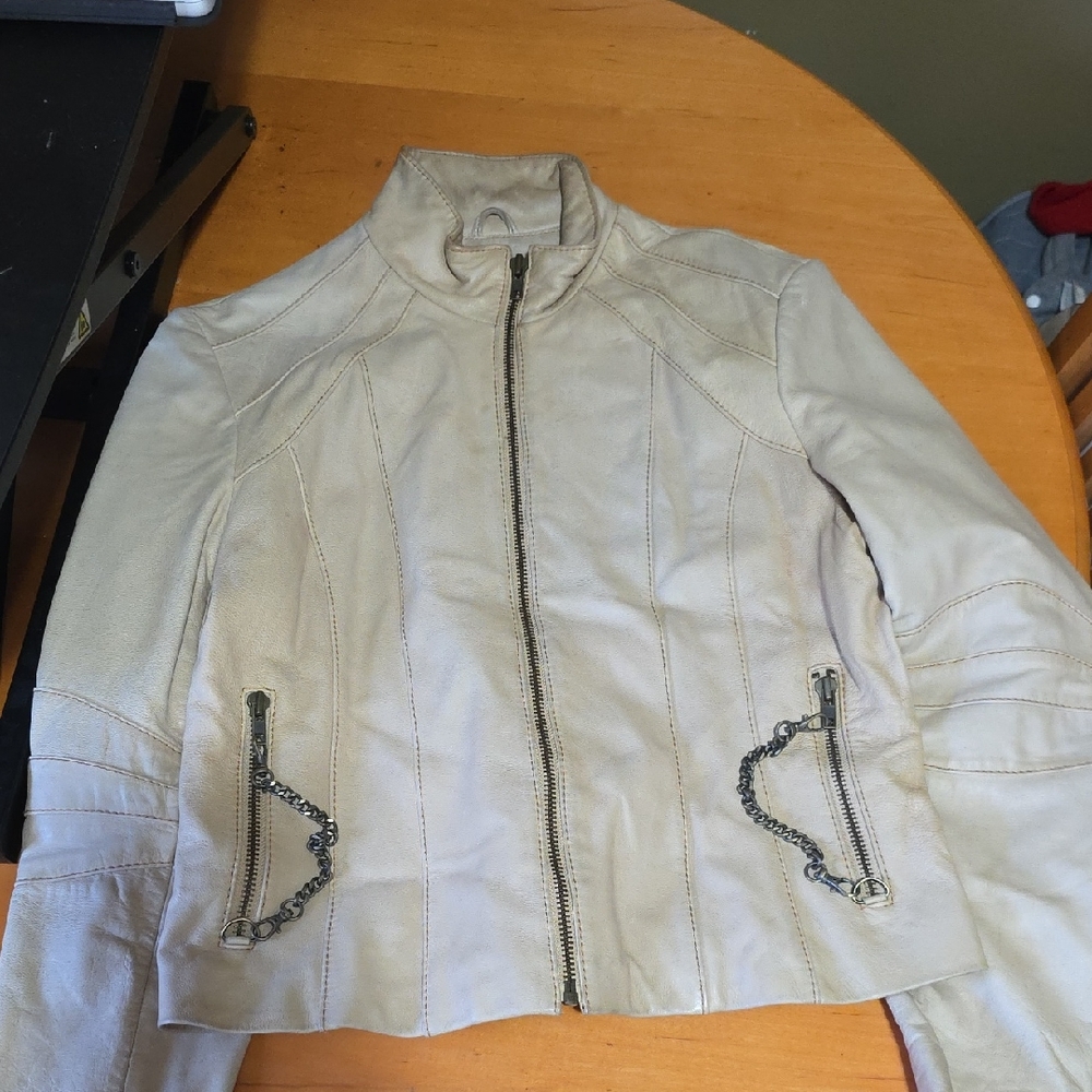 Wilsons Leather Women's Beige Leather Jacket
